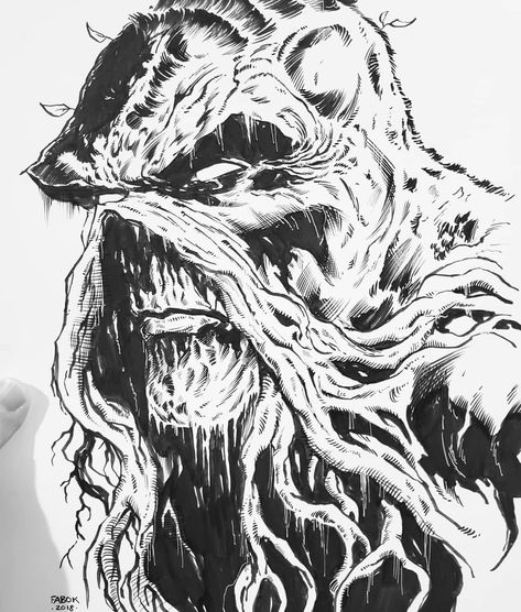 Swamp Thing by Jason Fabok #swampthing #nycc #newyorkcomiccon #comicbooks #comics #design #sketch #dccomics #art #artist Swamp Thing Tattoo, Swamp Thing Comic, Swamp Thing Art, Etrigan The Demon, Planet Terror, Superhero Sketches, Jason Fabok, Monster Sketch, Monster Board