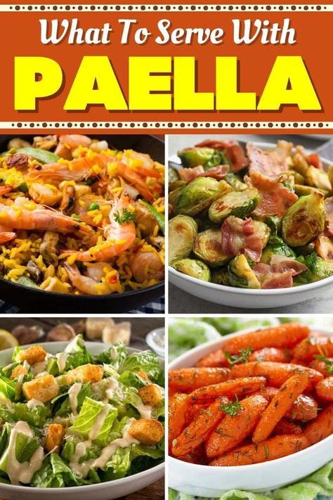 Between the rice, seafood, and meat, you might be wondering what to serve with paella. Luckily, I've found some of the best side dishes to make it a feast. What To Serve With Paella Dinners, Side Dishes For Paella, Salad To Go With Paella, What To Serve With Paella, Paella Sides Dishes, Paella Salad, Spanish Side Dishes, Spanish Meal, Spanish Salad