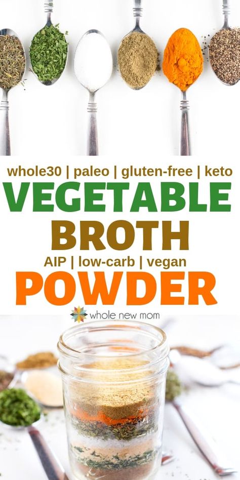 Vegetable Broth Powder, Recipes With Vegetable Broth, Homemade Vegetable Broth, Homemade Dry Mixes, Homemade Spice Mix, Spice Blends Recipes, Whole30 Keto, Spice Mix Recipes, Homemade Spice Blends