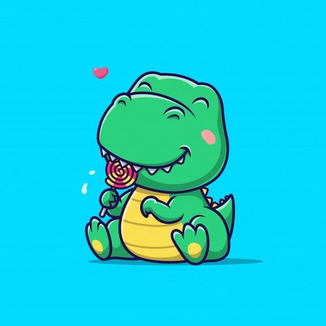 Cute T Rex Cartoon, T Rex Tattoo Cute, T Rex Cute, Eating Lollipop, T Rex Cartoon, Cute Dinosaur Cartoon, T Rex Tattoo, Cute T Rex, Dinosaur Cartoon