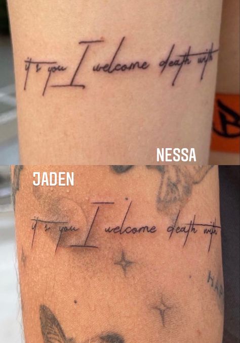 Nessa Barrett And Jaden Hossler Tattoo, Jxdn Inspired Tattoos, Nessa Barrett Tattoo Inspired, Nessa Barrett Tattoo Ideas, Jaden Hossler Tattoo, Jxdn Tattoos, Jaden Hossler And Nessa Barrett, Nessa Barrett Tattoo, Dr Tattoo