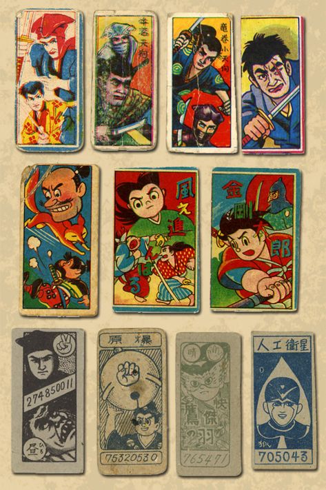 Different kinds of Menko cards || Menko / めんこ, 面子 is a Japanese card game played by two or more players. Menko Cards, Celebrity Actors, Matchbox Art, Japanese Pop Culture, Japanese Illustration, Japanese Pop, Japanese Graphic Design, Japan Art, Retro Illustration