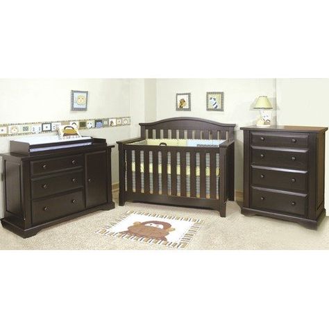 Child Craft Hawthorne Three Piece Convertible Crib Nursery Set in Espresso Pine Brown Nursery Furniture, Dark Brown Nursery, Black Nursery Furniture, Baby Nursery Furniture Sets, Ikea Baby, Brown Nursery, Nursery Furniture Collections, Baby Furniture Sets, Dark Furniture