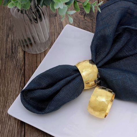 Rustic Napkin Rings, Gold Napkin Rings, Rustic Napkins, Gold Napkins, Metal Napkin Rings, Gold Wedding Decorations, Wedding Place Settings, Elegant Table Settings, Holiday Events