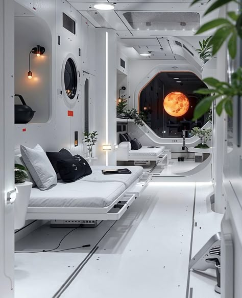 Spaceship Interior Design Concept Art, Sci Fi Ship Interior Design, Spaceship Rooms, Sci Fi Interior Design, Sci Fi Rooms, Futuristic Home Interior, Futuristic Rooms, Spaceship Design Interior, Starship Interior