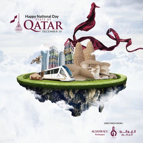 Qatar National Day 2021 on Behance Qatar National Day Design, National Day Qatar, Qatar Poster, Qatar National Day, Study Abroad Travel, Qatar Travel, Dubai Art, Yt Videos, Happy National Day