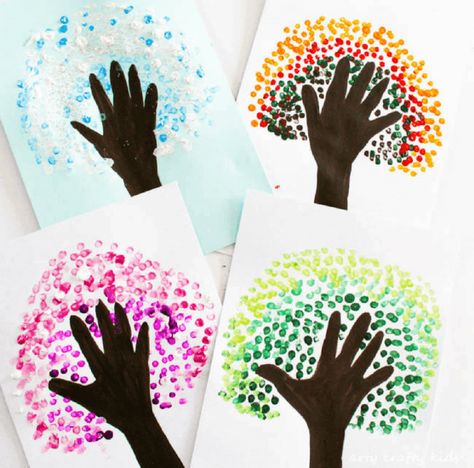 Handprint Tree, Hand Print Art, Hand Print Tree, International Dot Day, Dot Day, Handprint Craft, Cool Art Projects, Handprint Crafts, Mothers Day Crafts For Kids