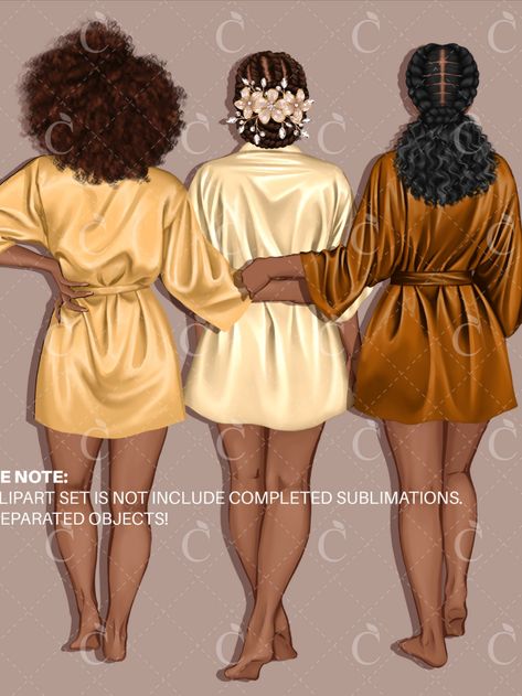 Bridesmaid Clipart, 6 Bridesmaids, Bride Clipart, Feminine Art, Wedding Clipart, Girl Clipart, Handmade Ideas, Graphic Design Tips, Afro Art