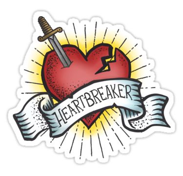 Heartbreaker Vintage Tattoo Design by BunnyThePainter #sticker #tattoo #vintage #heartbreaker Heartbreaker Tattoo, Simple Branding, Vintage Tattoo Design, Heart Breaker, Branding Tools, Lettering Style, Design Sticker, Vintage Tattoo, Old School Tattoo