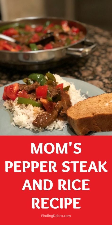 Dutch Oven Pepper Steak, Cube Steak And Rice Recipes, Italian Pepper Steak Recipe, Pepper Steak And Rice With Gravy, Easy White Rice, Pepper Steak Recipe Easy, Easy Pepper Steak Recipe, Peper Steak, Dinner Idea Easy