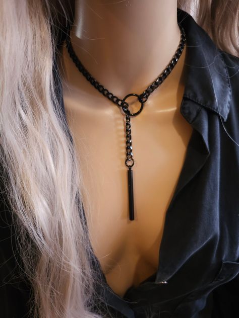 Black Steel Lariat Choker Wrap Necklace Set & Bar Pendant Dark Academia Aesthetic Statement Handmade Jewelry Gift for Her, Punk and Gothic - Etsy #of #Vibrant #Exploring #Tradition #Latina #Fusion #A #the #the #Exploring #World #Jewelry #of #of #Accessories #World #and #Modernity #Tidiness Chunky Goth Jewelry, Dark Feminine Jewelry, Sapphic Jewelry, Diy Gothic Jewelry, Chocker Neckless, Dark Academia Necklace, Jewelry Diy Ideas, Dark Academia Jewelry, Thigh Jewelry