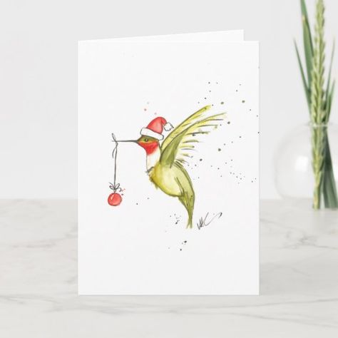 Hummingbird Christmas Card #Invitation #card #template #design #pinterestquotes #pinterestideas #pinterestmom #pinterestwedding #aesthetic #love #art #pinterestsuccess Hummingbird Christmas, Watercolor Christmas Cards Diy, Christmas Cards Drawing, Painted Christmas Cards, Christmas Card Art, Watercolor Christmas Cards, Christmas Card Crafts, Paint Cards, Marketing Guide