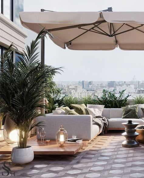 Terrasse Design, Balkon Decor, Terrace Decor, Rooftop Terrace Design, Rooftop Design, Outdoor Lounge Area, Apartment Terrace, Elegant Sofa, Terrace Design