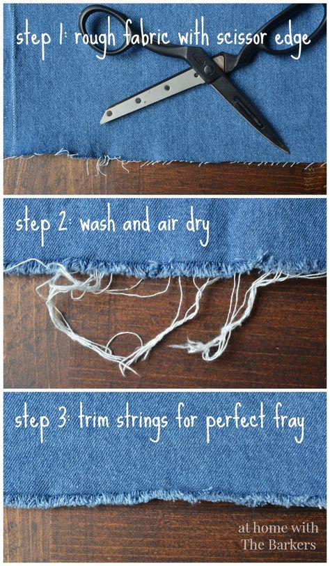 No Sew Denim Table Runner-How to fray denim fabric No Sew Ideas, Frayed Jeans Diy, Denim Table Runner, Diamonds And Denim Party, Sew Denim, Denim And Pearls, Diy Ripped Jeans, Sew Ideas, Denim Party