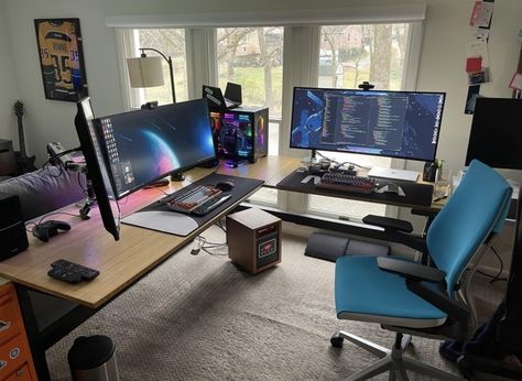 Setup Inspiration, Idea Bedroom, Computer Desk Setup, Video Game Room Design, Desktop Setup, Video Game Rooms, Bedroom Setup, Gaming Room Setup, Setup Ideas