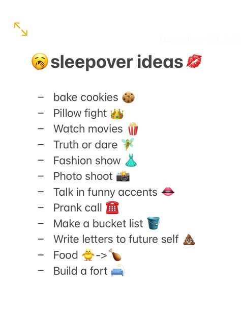 Snack For Sleepovers, Sleepover Routine, Sleepover Snack Ideas, Sleepover Ideas For 2 People, Sleepover Checklist, Bestie Sleepover, Letter To Future Self, Fun Sleepover Activities, Best Friend Test