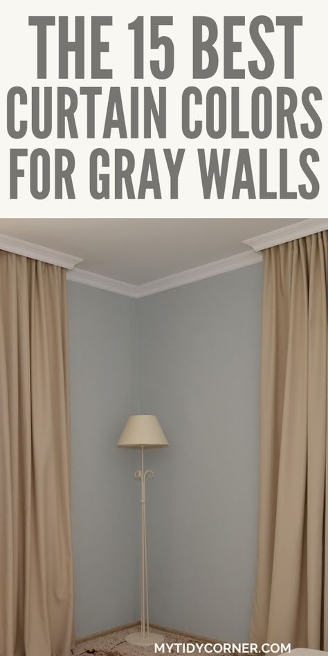 gray wall curtain color ideas Beige Curtains Grey Sofa, Grey Walls Beige Curtains, Curtain Ideas For Grey Living Room, Living Room Curtains Grey Walls, Curtains For Grey Floors, Gray Walls Curtain Ideas, Grey Walls Living Room Decor Curtains, Curtains With Light Grey Walls, Dark Gray Walls Living Room Decor