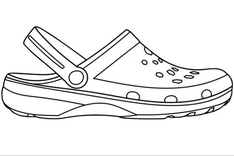 Shoe Templates Printable, Crocs Shoe Coloring Page, Croc Shoe Template Printable, Printable Shoe Template, Crocs Template, Crocs Drawings, Shoe Template Printable, Croc Drawing, Coloring Shoes