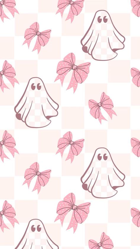 cute halloween patterns Phone Wallpaper Checkered, Pink Ghosts Wallpaper, Pumpkin And Bows Wallpaper, Halloween Bow Wallpaper, Cute Halloween Backgrounds Iphone, Boo Wallpaper Aesthetic, Halloween Cute Wallpaper Iphone, Halloween Coquette Wallpaper, Fall Bow Wallpaper