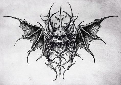 Gotik Tattoo, Goth Tattoo, Scary Tattoos, Wicked Tattoos, Metal Tattoo, Creepy Tattoos, Gothic Tattoo, Śliczne Tatuaże, Tattoo Style Drawings