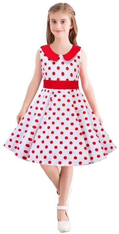 3-12Y Vintage Polka Dot Swing Girls Dresses Audrey Print Sleeveless Dress with Peter Pan Collar Cute Summer Vintage Dress With Doll Collar, 1950s Girl Dress, Polka Dot Dress For Kids, Vintage Girls Dresses Children, Peter Pan Collar Dress Toddler, Kids Fashion Girl, Kids Designer Dresses, Easter Dress, Little Girl Dresses