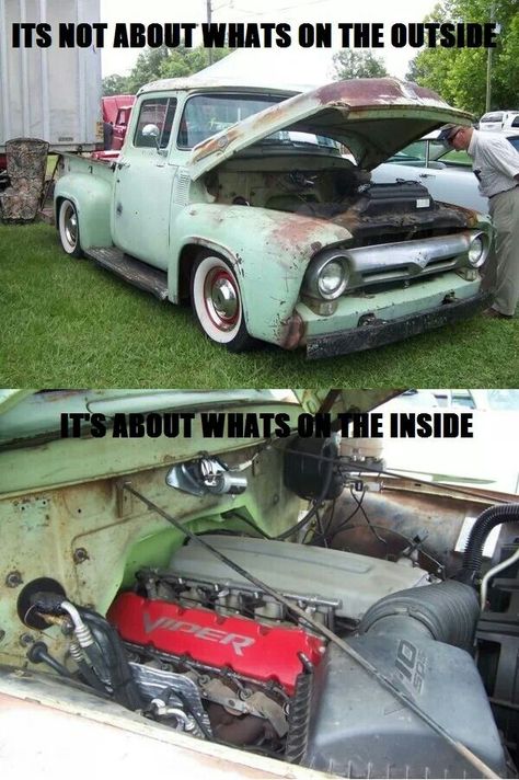 Love truck and saying. Sleeper Cars, Classic Ford Trucks, Rat Rods Truck, Truck Yeah, Ford F100, Mini Trucks, Rat Rods, Old Car, Us Cars