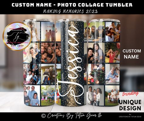 Picture Tumbler Ideas, Photo Tumbler Ideas, Photo Collage Tumbler, Collage Tumbler, Pictures Collage, Tumblr Cup, Photos Collage, Disney Tickets, Photo Tumbler