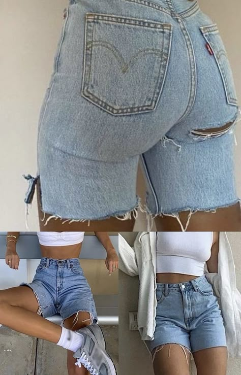 Mom Shorts Outfit Black Women, Jeans To Shorts Diy, Jean Shorts Outfit Black Women, Jean Shorts Outfit, Cute Outfits With Shorts, Aesthetic Pin, Outfit Black Women, Throwing Fits, Jean Short Outfits