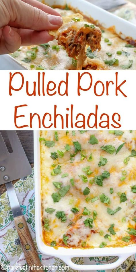 Shredded Pork Recipes, Pulled Pork Leftover Recipes, Pulled Pork Enchiladas, Pork Enchiladas, Pork Casserole, Pulled Pork Leftovers, Pulled Pork Recipes, Shredded Pork, Enchilada Recipes