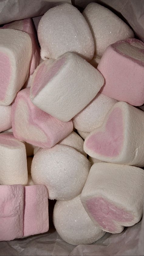 Gold Disco Party, Heart Marshmallows, Lana Core, Pretty Pastel Colors, White Marshmallows, Danganronpa V2, Pink Marshmallows, Soft Candy, Boo Basket