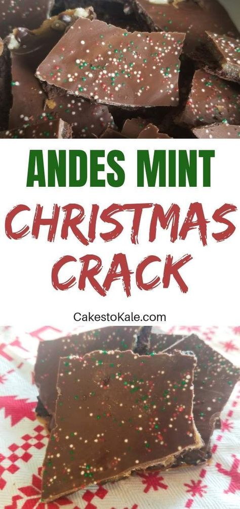 Christmas crack made with andes mints and chocolate graham crackers is the perfect holiday treat. #christmas #andesmints #chocolate #desserts #recipe #christmastreats Mints Recipe, Mint Chocolate Desserts, Andes Mints, Mint Christmas, Cracker Toffee, Andes Mint, Chocolate Graham Crackers, Christmas Sprinkles, Chocolate Christmas