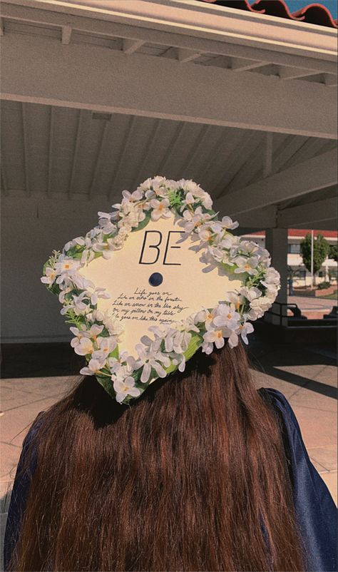 my graduation cap. i love how it turned out so i had to share it <3 Ladybug Graduation Cap, The End Graduation Cap, Bts Inspired Graduation Cap, Graduation Cap Designs Ideas, Seventeen Graduation Cap, Enhypen Graduation Cap, Graduate Cap Ideas, Snoopy Graduation Cap, Grad Cap Aesthetic