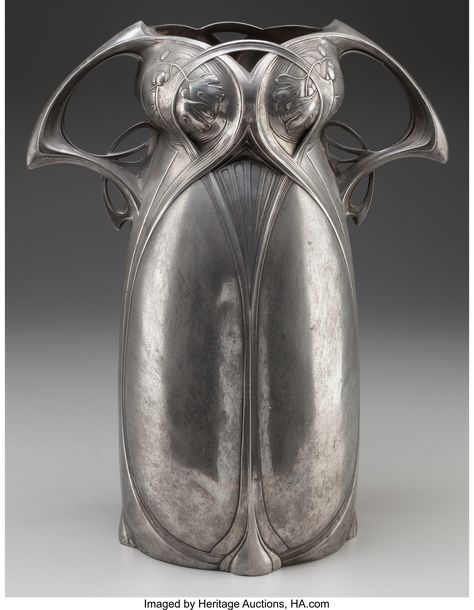 AUSTRIAN ART NOUVEAU PEWTER VASE, circa 1905. Architecture Art Nouveau, Design Art Nouveau, Art Nouveau Furniture, Art Window, Bijoux Art Nouveau, Art Nouveau Architecture, Sculpture Ideas, History Humor, Flowers Beautiful