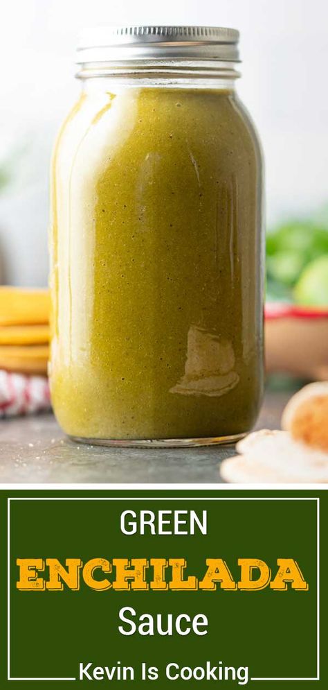 Canned Green Enchilada Sauce Recipe, Canned Enchilada Sauce, Mexican Sauce Recipes, Green Chili Enchiladas, Green Chile Enchilada Sauce, Green Chile Enchiladas, Green Chili Sauce, Chicken Enchilada Bake, Chili Sauce Recipe