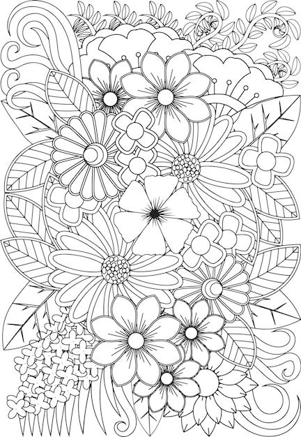 Floral Colouring Pages, Book Page Flowers, Free Adult Coloring Printables, Adult Coloring Books Printables, Doodles Art, Adult Colouring Printables, Colouring Sheets, Free Adult Coloring Pages, Mandala Coloring Books