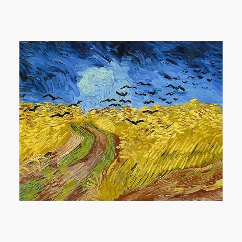 "Wheatfield With Crows Van Gogh Painting" Poster by ind3finite | Redbubble Van Gogh Green, Wheatfield With Crows, Van Gogh Painting, Vincent Van Gogh Paintings, Green Field, Visual Board, Van Gogh Paintings, Artist Aesthetic, Painting Poster