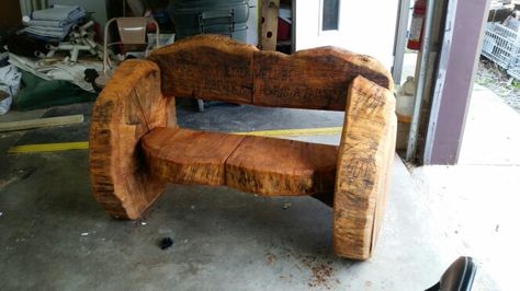 Log bench Rustic Log Bench, Diy Log Bench Outdoor Seating, Log Stools Tree Stumps Outdoor Seating, Log Chairs Tree Trunks With High Backs, Ottoman Bench Log, Log Bench, Tree House, Bench, Outdoor Furniture