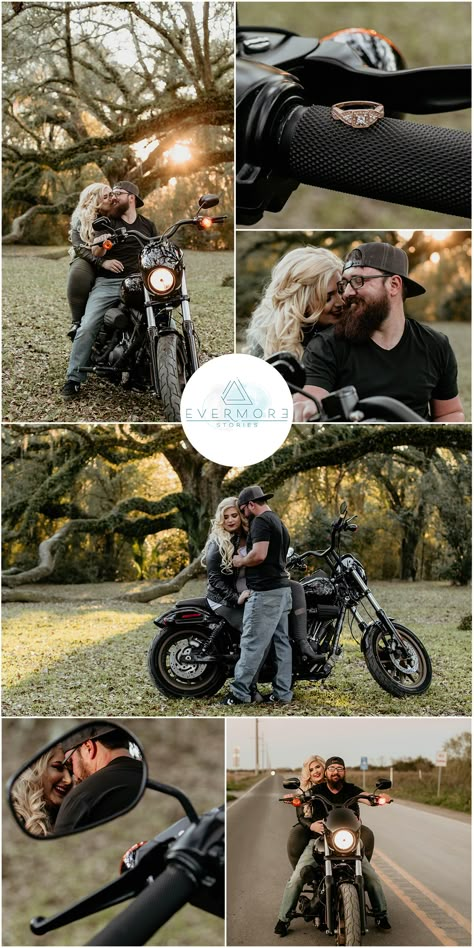 Pre Nup Shoot Ideas Motorcycle, Motor Prenup Ideas, Motorbike Engagement Shoot, Pre Wedding Photoshoot Motorcycle, Prenup With Motorcycle, Engagement Pictures With Motorcycle, Motorcycle Proposal Ideas, Motorcycle Wedding Pictures Engagement Pics, Motorcycle Pictures Couple