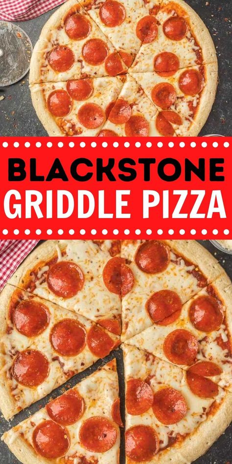 Griddle Pizza - Blackstone griddle pizza recipe Black Stone Griddle Pizza, Pizza Blackstone Griddle, Blackstone Grill Pizza, Griddle Pizza Recipes, Black Stone Pizza Recipe, Black Stone Griddle Recipes Dessert, Blackstone Pizza Recipes, Black Stone Pizza, Black Stone Griddle Recipes Dinner