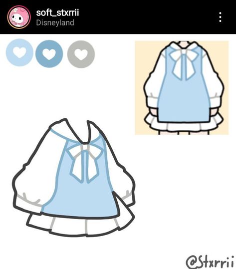 Pastel Blue Outfit, Outfit Ideas Drawing, Heart Outfit, Outfit Ideas Vintage, Kawaii Shirts, Drawing Accessories, Body Base Drawing, Club Hairstyles, Club Outfit Ideas