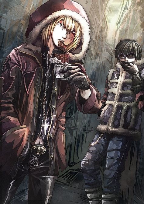 Mello and matt| who the heck creates such awesome art! Mello And Matt, Mail Jeevas, Wammy's House, Nate River, Most Hated, L Lawliet, Code Geass, Blue Exorcist, An Anime