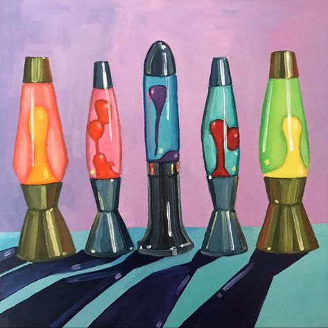 Lamps Painting, Y2k 2000s Aesthetic, Pencil Inspiration, Room Vibes, Lava Lamps, Simple Canvas Paintings, 2000s Aesthetic, Art Diary, Paintings I Love