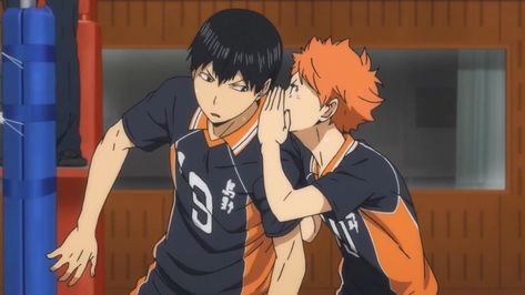 linnea⁷ on Twitter: "no thoughts just kageyama bending down so hinata can whisper in his ear… " Kageyama And Hinata, Hinata Kageyama, Kagehina Cute, Kageyama X Hinata, Hinata Shoyo, Haikyuu Kageyama, Haikyuu Karasuno, Kageyama Tobio, Haikyuu Ships