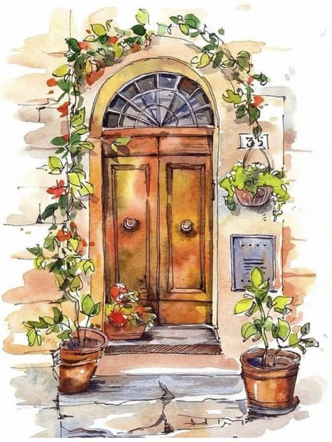 Window Watercolor, Stary Papier, Painting On Canvas For Beginners, Beginners Painting, Black Canvas Paintings, Watercolor Architecture, Painting Ideas For Beginners, Canvas For Beginners, Architecture Drawing Art