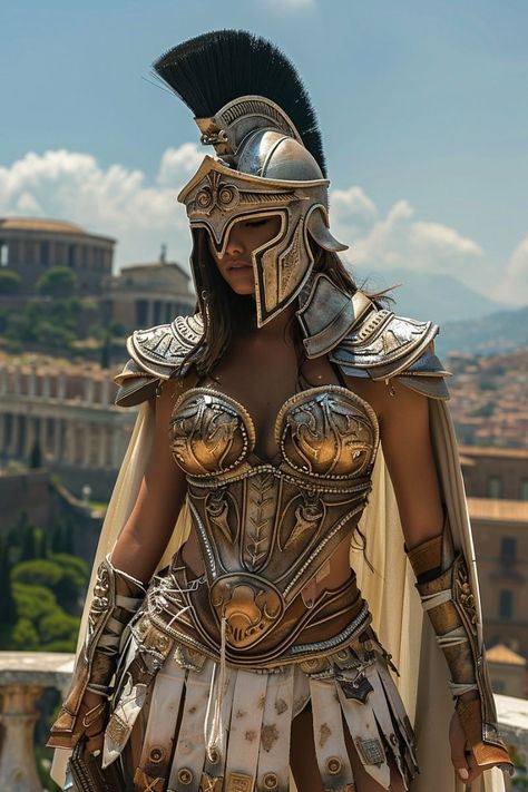 Greek Warrior Costume, Gladiator Female, Gladiator Costumes, Spartan Women, Roman Armor, Greek Warrior, Art Outfit, Dungeons And Dragons Classes, Female Armor