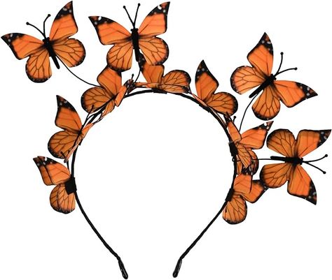 Amazon.com: DEEKA Butterfly Headbands Fascinators Hat Women Butterfly Costume Butterfly Crown Colorful Handmade Butterfly Headpiece for Women and Girls -Orange : Clothing, Shoes & Jewelry Butterfly Crown Hairstyle, Butterfly Headpiece, Orange Clothing, Butterfly Crown, Crown Headpiece, Butterfly Costume, Handmade Butterfly, Blue Clothing, Hat Women