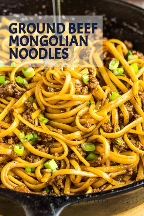 Mongolian Noodles, Asian Ground Beef, Asian Ground Beef Recipes, Beef Mongolian, Ground Beef Noodles, Ground Beef And Noodles, Beef Pasta Recipes, Mongolian Beef Recipes, Asian Noodle Recipes