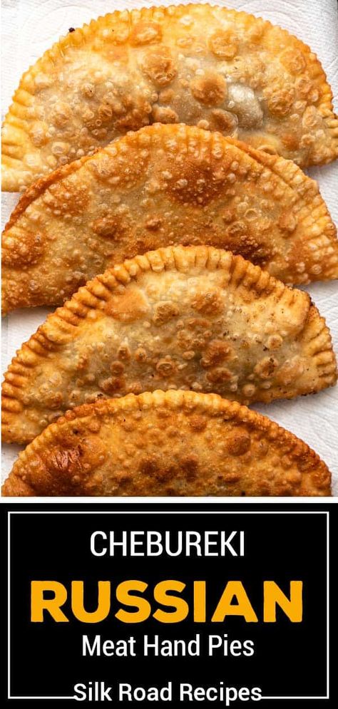 Culture Food Recipes, Hand Meat Pies Recipes, Hand Meat Pies, Hand Pies Recipes Savory, Russian Meat Pies, Meat Hand Pies Recipes, Meat Hand Pies, Chebureki Recipe, Meat Burek Recipe