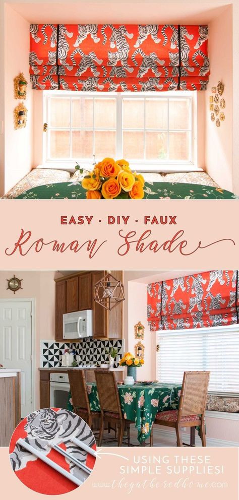 DIY Faux Roman Shade - The Gathered Home Bedroom Window Blinds, Diy Faux Roman Shade, Window Blinds Ideas, Blinds Ideas, Simple Window Treatments, Sister Parish, Diy Roman Shades, Curtains Classic, Faux Roman Shades