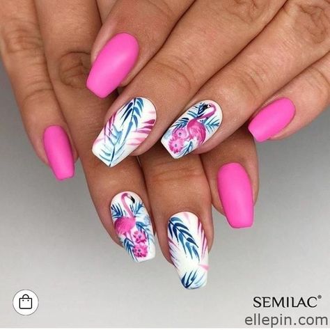 Classy Tropical Nails, Fun Vacation Nails The Beach, Caribbean Nails Designs, Sns Ideas, Yass Queen, Flamingo Nails, Tropical Nails, Nails Glitter, Vacation Nails